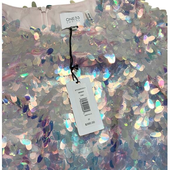 ONE33 Social NWT Pink Iridescent Sequin Balloon Sleeve Party Mini Dress | Size 2 - Picture 12 of 16